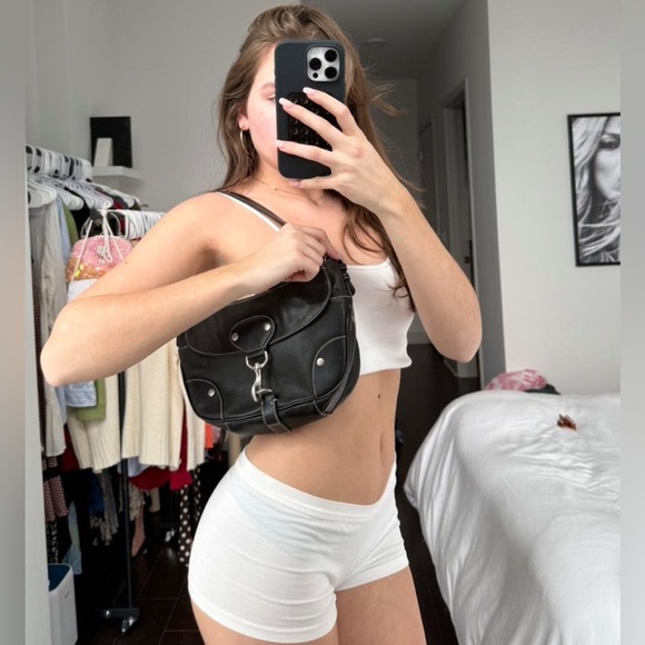 Vintage Ralph Lauren black leather buckle bag with silver metal clasp Y2K 90’s - Picture 13 of 13